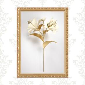 Quadro Moldura Dourada Flor Ouro 24X18Cm