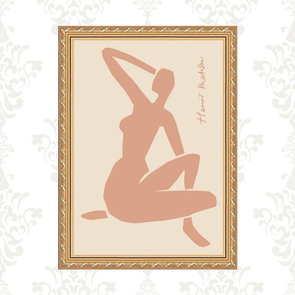 Quadro Moldura Dourada Matisse Rosê - Mulher 24X18Cm
