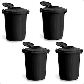 Kit 4 Lixeira Preta Cesto De Lixo Grande Cozinha 60 Litros