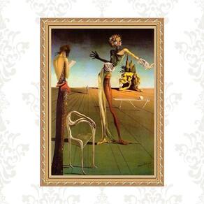 Quadro Moldura Dourada Surrealismo Dalí 24X18Cm