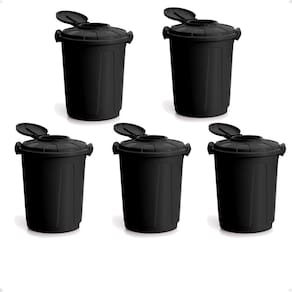 Kit 5 Lixeira Preta Cesto De Lixo Grande Cozinha 60 Litros