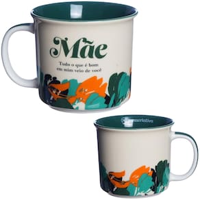 Caneca Mãe Tudo Que É Bom Em Mim Veio De Você Floral Cerâmica 350ml + Caixa Presente