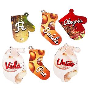 Kit 10 Bolinhas De Natal Formas Diferentes Com Palavras
