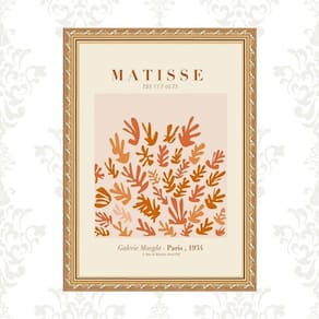 Quadro Moldura Dourada Matisse - Coral 45X34Cm