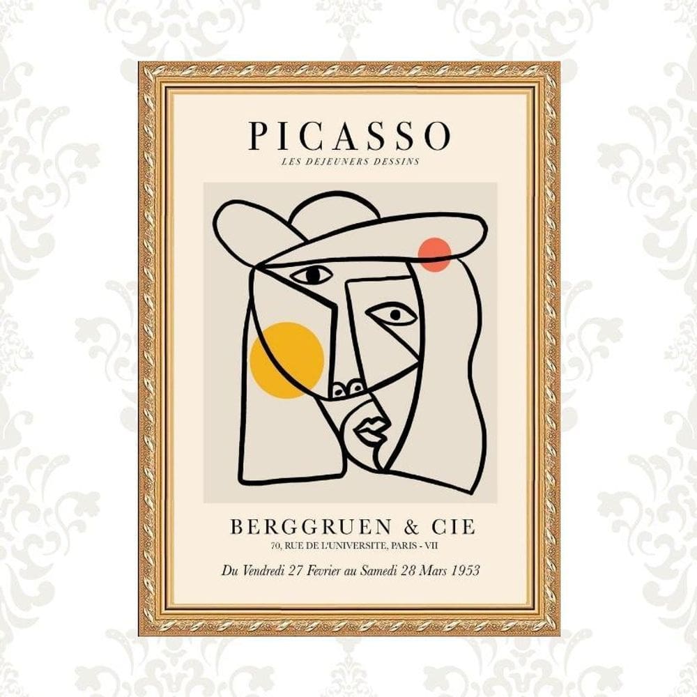 Quadro Moldura Dourada Picasso - Figurativo 33X24Cm