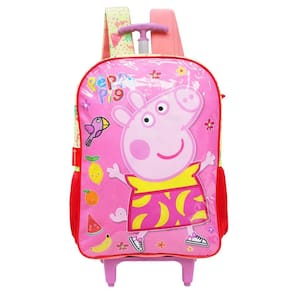 Mochila Peppa Pig Escolar Infantil Rodinhas Desenho Meninas