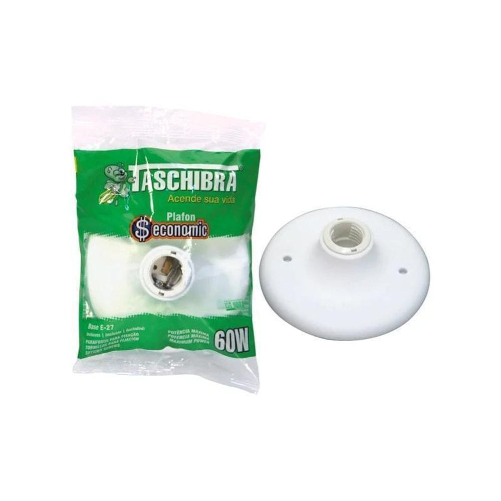 Plafon Pp Branco 60W Redondo Taschibra C20
