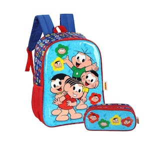 Kit Mochila Costas Turma Da Mônica Cebolinha E Estojo - Azul