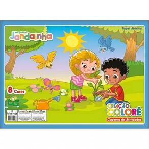Bloco Caderno De Atividades 325mm X 235mm 8 Cores 32 Folhas Jandaia