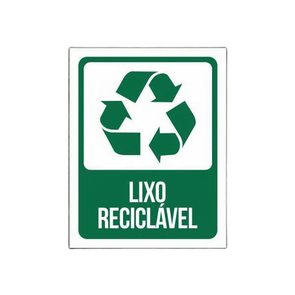 Placa De Sinalização - Lixo Reciclável - 36X46 - Sinalizo