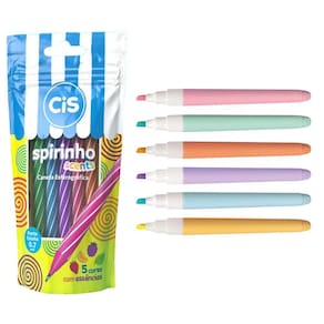 Kit Caneta Spirinho Scents 5 Cores + 6 Marca Texto Pastel Lumini Lite Cis