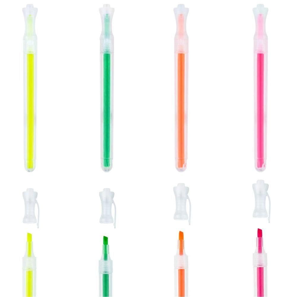 Kit Marca Texto Fluorescente Transparente 4 Cores Brw