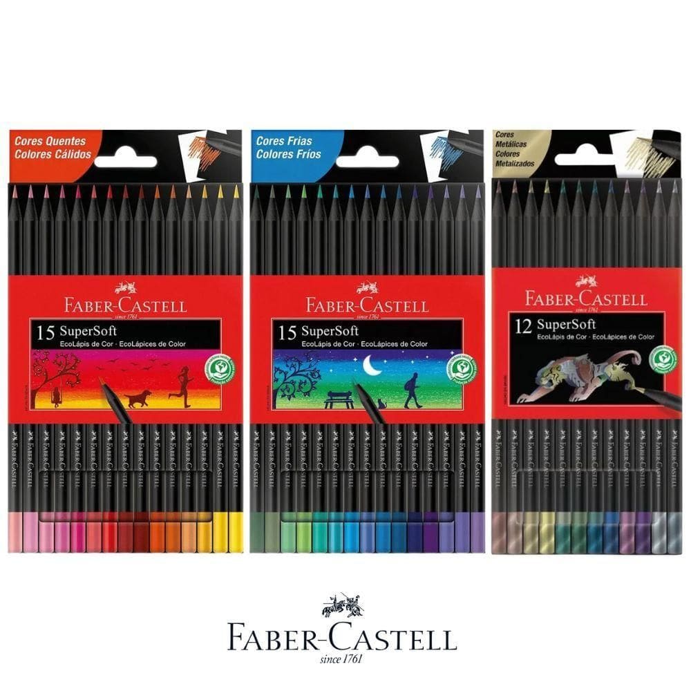 Kit Completo Supersoft Cores Quentes + Frias + Metálicas Faber-castell