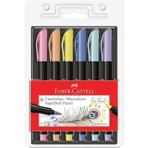 Caneta Brush Supersoft Pastel 6 Cores Com Ponta Pincel Faber-castell
