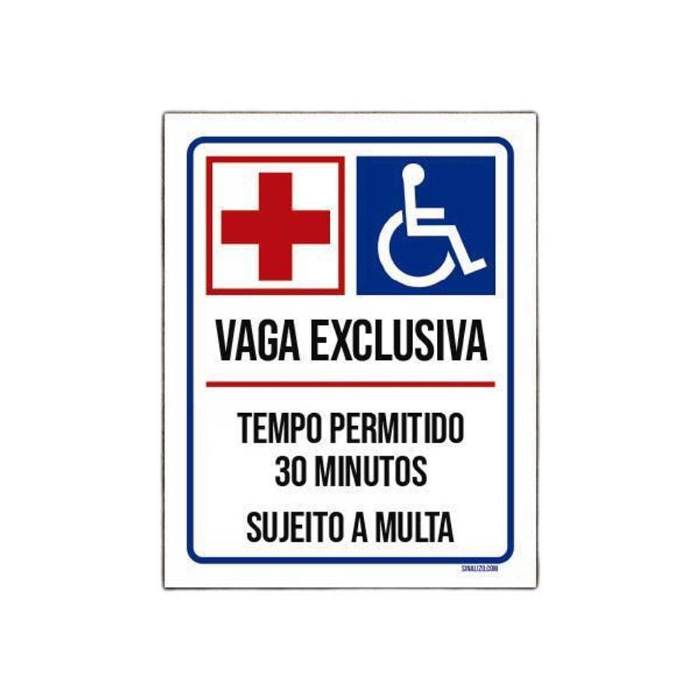 Placa Vaga Exclusiva Deficientes Hospital 30 Minutos 36X46