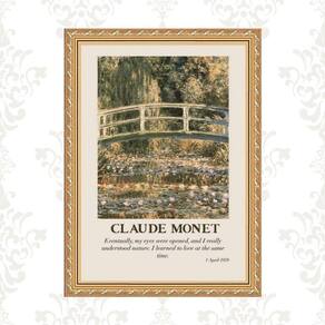 Quadro Moldura Dourada Monet - Ponte 45X34Cm