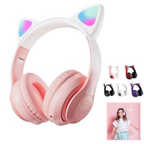 Fone Gatinho Orelha Com Luzes Led Bluetooth Sem Fio