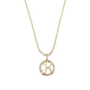Colar Corrente 50 Cm Feminina Pingente Letra R Banhado Ouro