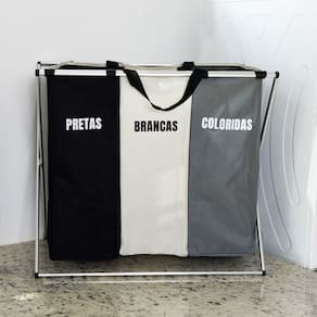 Cesto Para Roupas Dobrável com Alças e 3 Divisórias Lyor