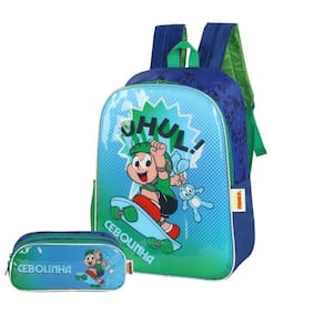 Kit Mochila Costas Turma Da Mônica Cebolinha Estojo - Verde