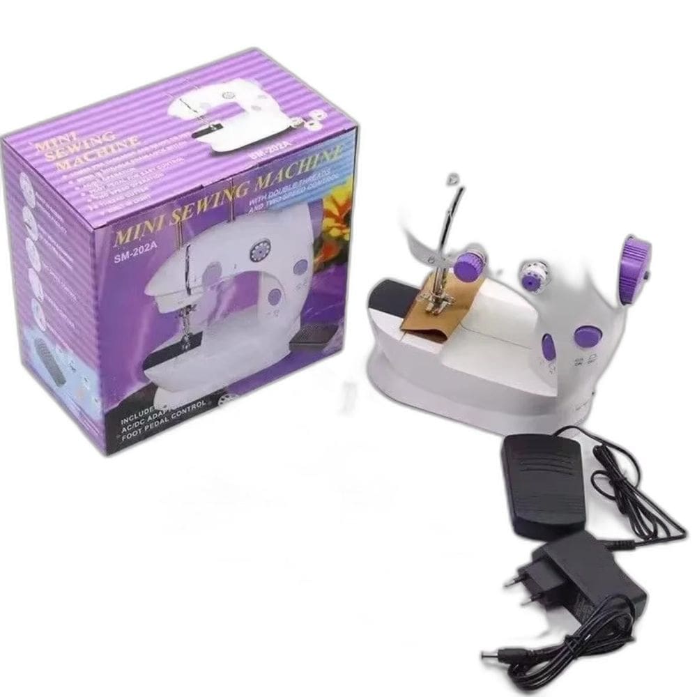 Mini Máquina De Costura Reta Elétrica Com Pedal E Led Bivolt