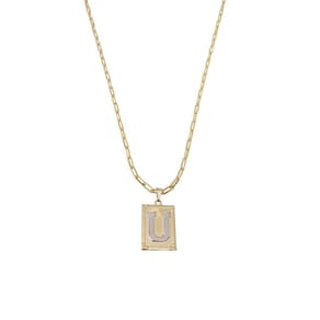 Cordão 60Cm Masculino Feminino Pingente Letra U Banhado Ouro