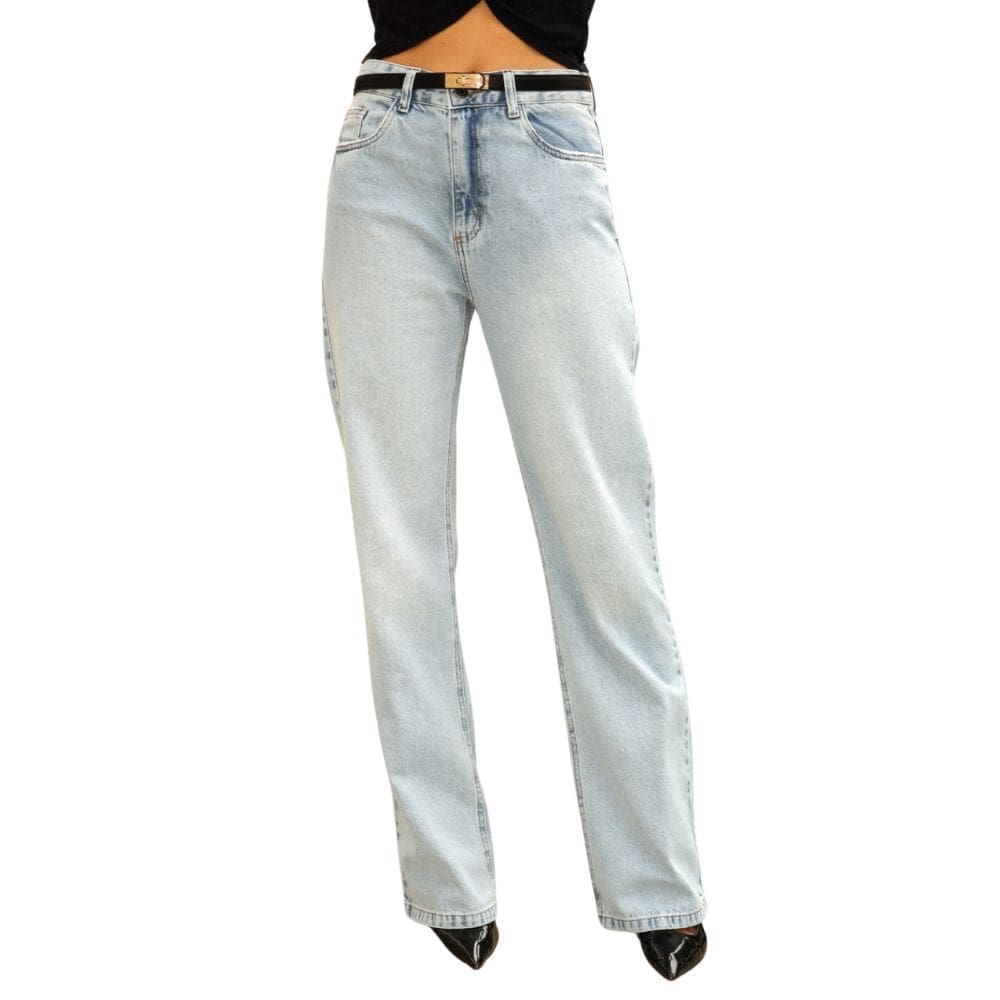 Calça Jeans Feminina Wide Leg Lumini Azul Claro 1348
