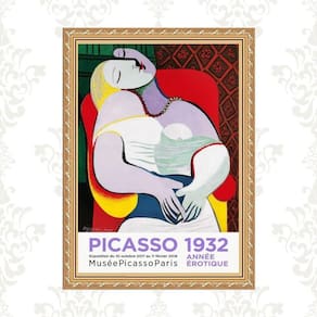 Quadro Moldura Dourada Picasso 1932 24X18Cm