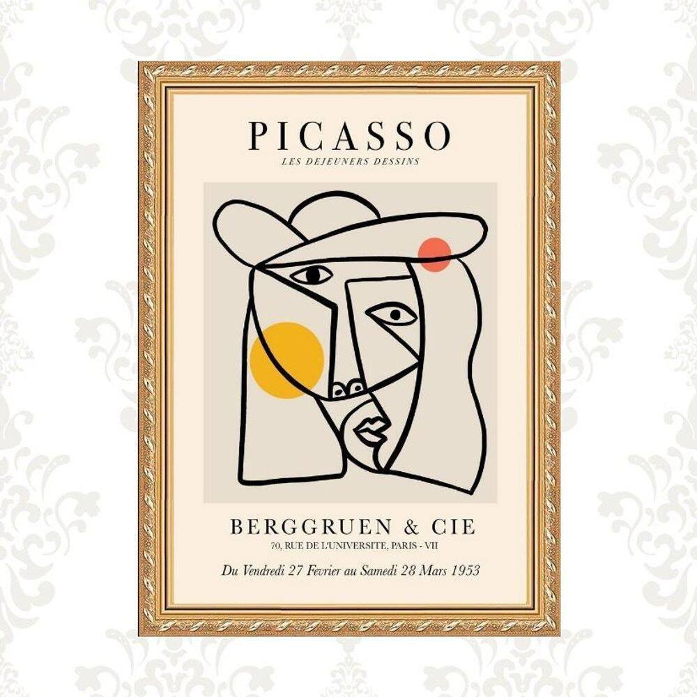 Quadro Moldura Dourada Picasso - Figurativo 24X18Cm