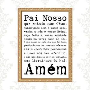 Quadro Moldura Dourada Oração Pai Nosso 24X18Cm