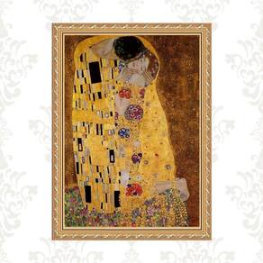 Quadro Moldura Dourada Klimt - Beijo 45X34Cm