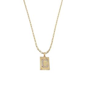 Cordão 60Cm Masculino Feminino Pingente Letra C Banhado Ouro