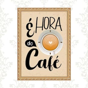 Quadro Moldura Dourada Hora Do Café 24X18Cm