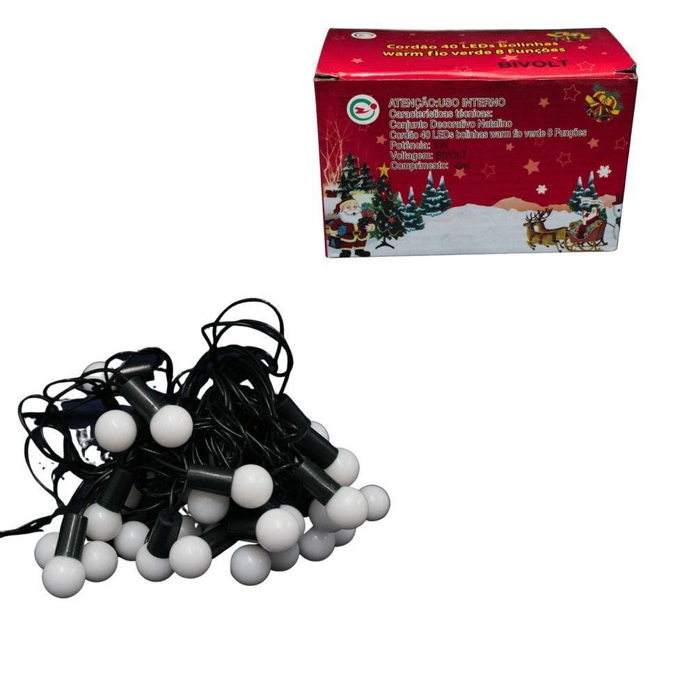 Cordão C- 40 Mini Bolinhas - Chibrali - Led Colorido C- Fio Verde