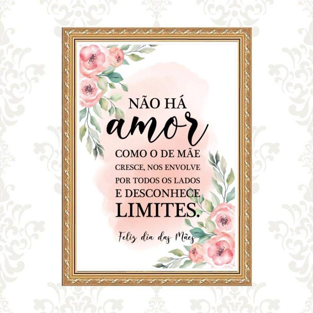 Quadro Moldura Dourada Amor De Mãe 33X24Cm