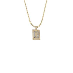 Cordão 45Cm Masculino Feminino Pingente Letra G Banhado Ouro