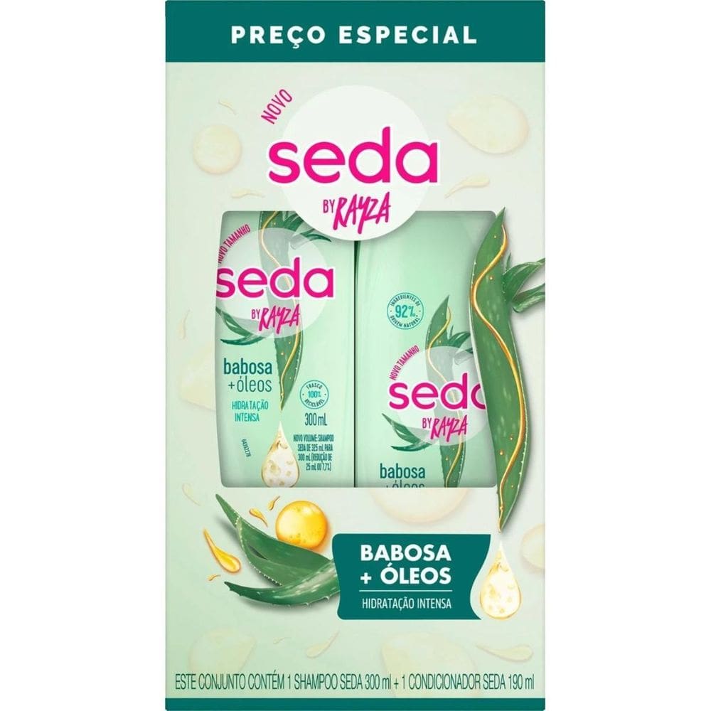 Seda Kit Shampoo 300Ml + Condicionador Babosa + Óleos 190Ml