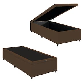 Cama Box Com Baú 0,96m Com 41cm De Altura Prince Marrom Marrom