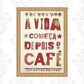 Quadro Moldura Dourada Café - Vida 24X18Cm