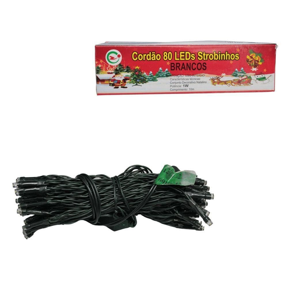 Cordão 80 Leds Strobinhos - Chibrali Led Branco C- Fio Verde