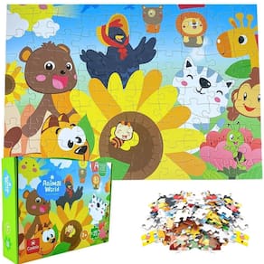 Quebra Cabeça 100 Peças Infantil Mundo Animal Castela