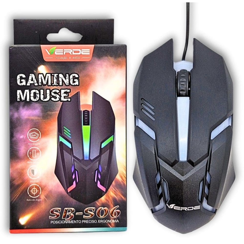 Mouse Gamer Para Jogo 1200 Dpi Óptico Com Led Rgb Usb