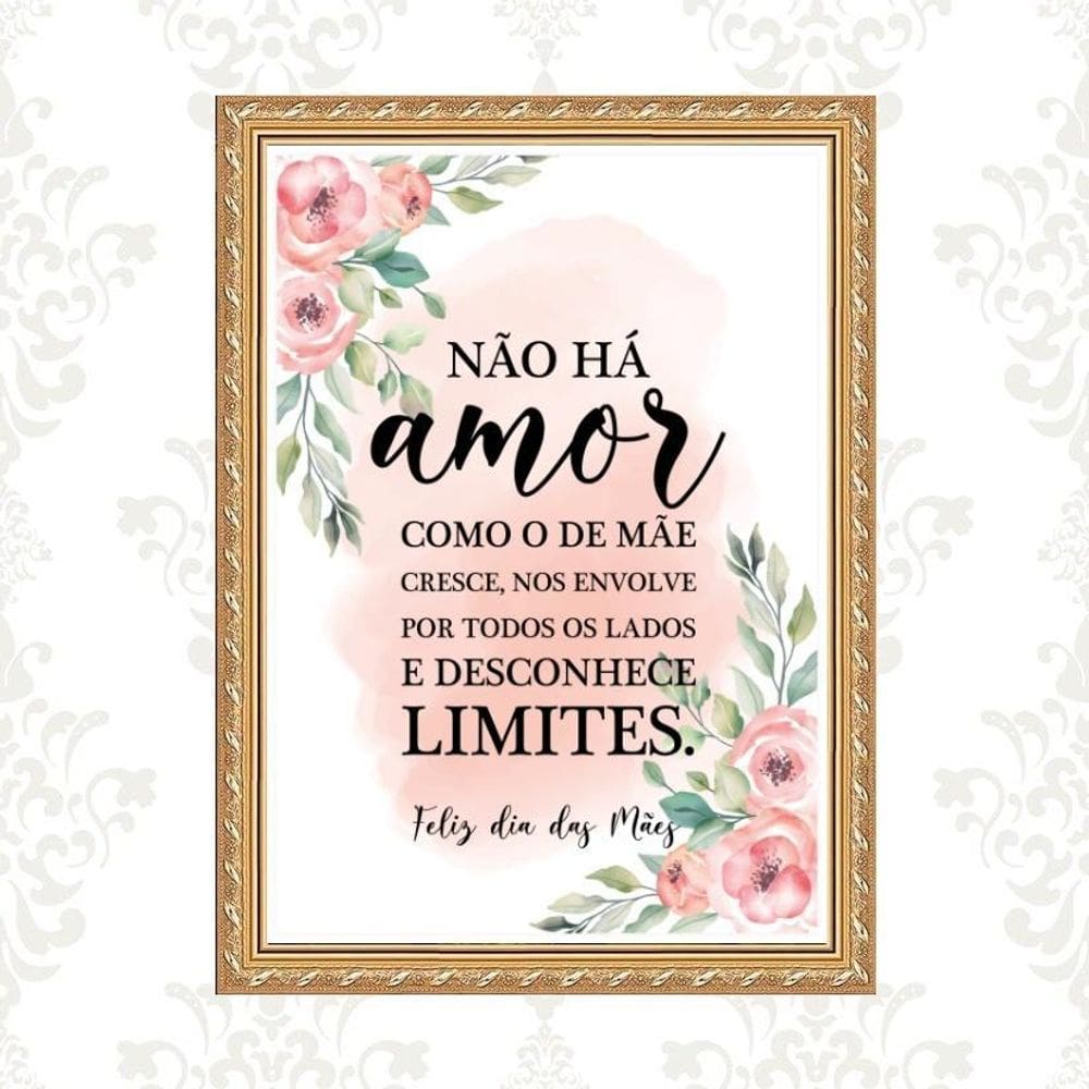 Quadro Moldura Dourada Amor De Mãe 24X18Cm