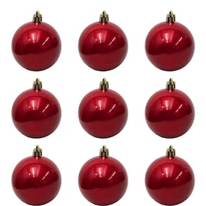 Bolinha De Natal Lisa Perolada C- 9 Peças 6cm- Vermelho- Chibrali Vermelho