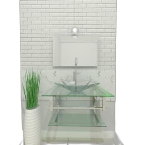 Gabinete De Vidro 60Cm Iq Inox Com Cuba Retangular - Incolor