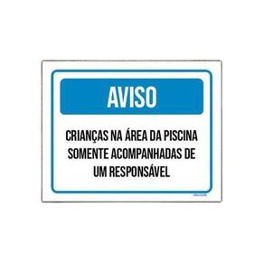 Kit 5 Placa Aviso Crianças Área Piscina Responsável