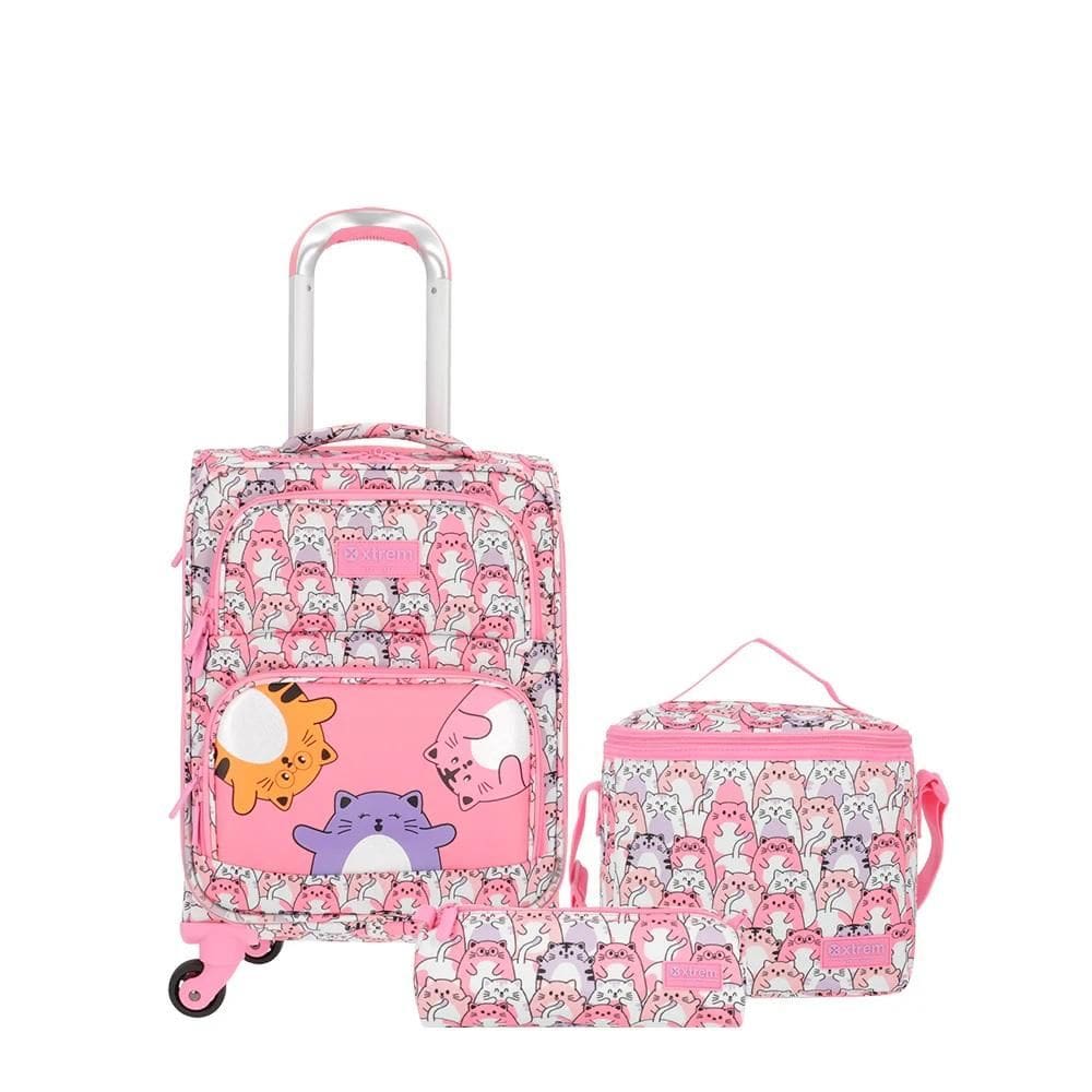 Mochila Infantil Xtrem Speedy Pack 4XT Gato Rosa, com lancheira e Estojo, SAMSONITE
