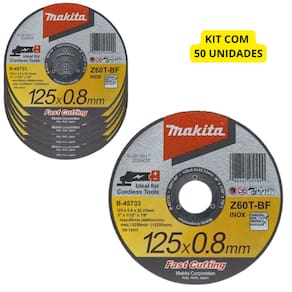 Kit 50 Unidades Disco de Corte Abrasivo Fast Cutting 125X0,8X22,23MM B-45733 MAKITA