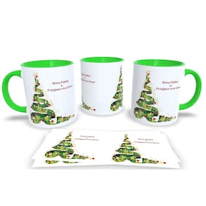 Caneca de Porcelana Verde Personalizada Arvore de Natal
