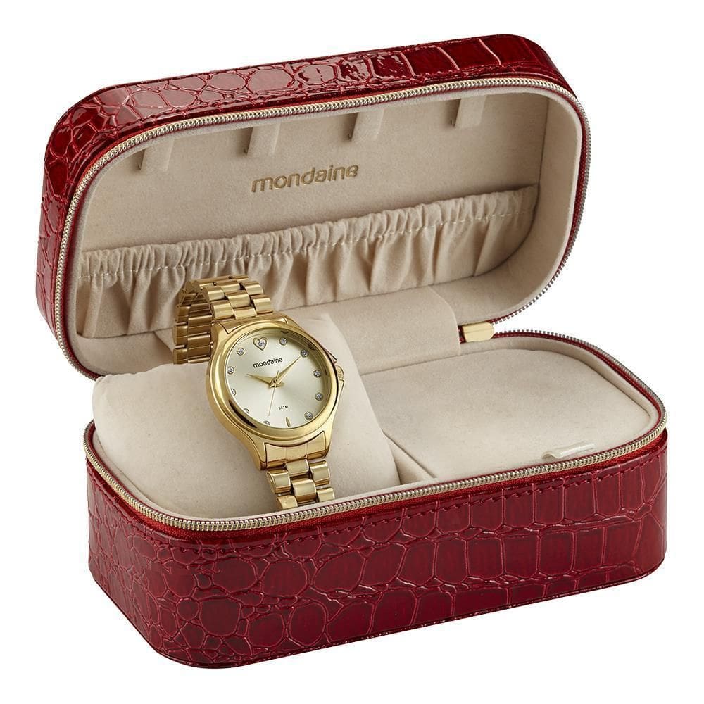 Relogio Mondaine Feminino Ref: 99761Lpmvde1 Dourado Estojo